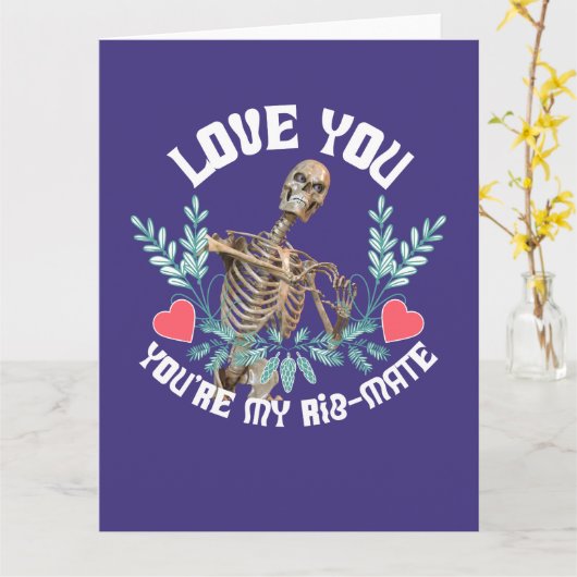 Liebe du, du bist mein Rib Mate Skelett Valentine Karte (Gelbe Blume)