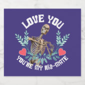 Liebe du, du bist mein Rib Mate Skelett Valentine Schaumweinetikett (Einzelnes Label)