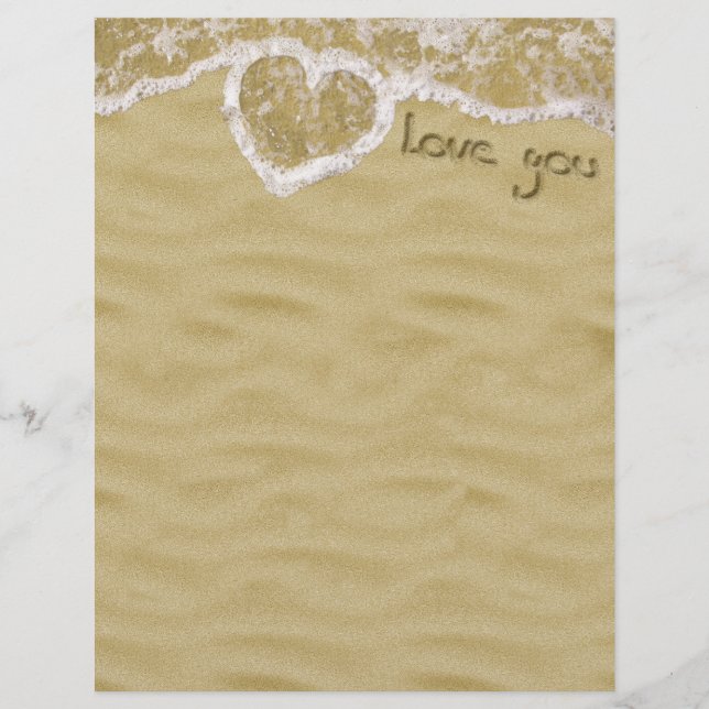 "Liebe du" In Sand geschriebenes Herz (Vorderseite)