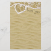 "Liebe du" In Sand geschriebenes Herz Briefpapier (Vorderseite)