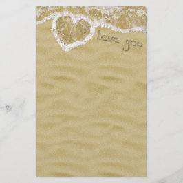 "Liebe du" In Sand geschriebenes Herz Briefpapier