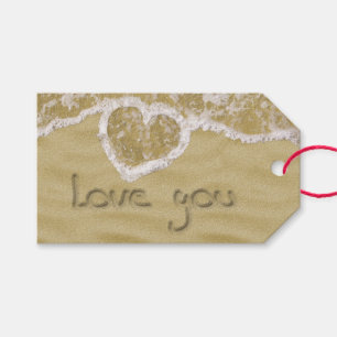 "Liebe du" In Sand geschriebenes Herz Geschenkanhänger