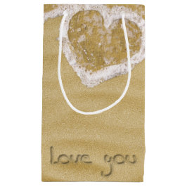 "Liebe du" In Sand geschriebenes Herz Kleine Geschenktüte
