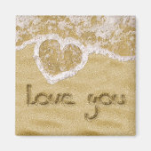 "Liebe du" In Sand geschriebenes Herz Magnet (Vorne)