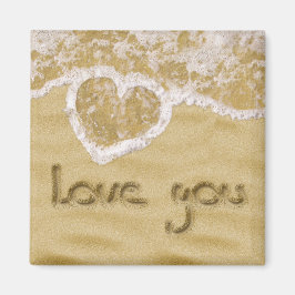 "Liebe du" In Sand geschriebenes Herz Magnet