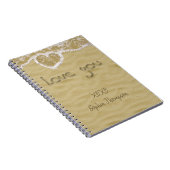 "Liebe du" In Sand geschriebenes Herz Notizblock (Rechte Seite)