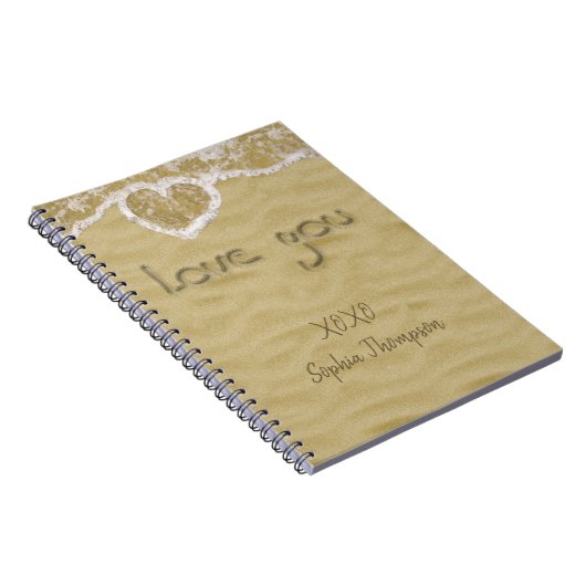 "Liebe du" In Sand geschriebenes Herz Notizblock (Rechte Seite)