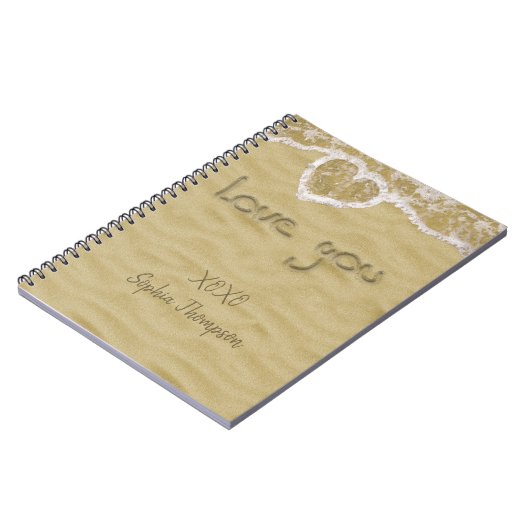 "Liebe du" In Sand geschriebenes Herz Notizblock (Linke Seite)