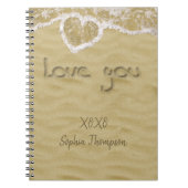 "Liebe du" In Sand geschriebenes Herz Notizblock (Vorderseite)