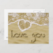 "Liebe du" In Sand geschriebenes Herz Postkarte (Vorne/Hinten)