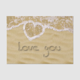 "Liebe du" In Sand geschriebenes Herz Seidenpapier