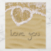 "Liebe du" In Sand geschriebenes Herz Weinetikett (Einzelnes Label)