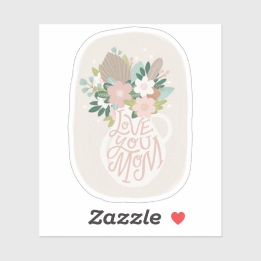 Liebe, du Mama. Niedliche Blumenmütter Aufkleber (Blatt)