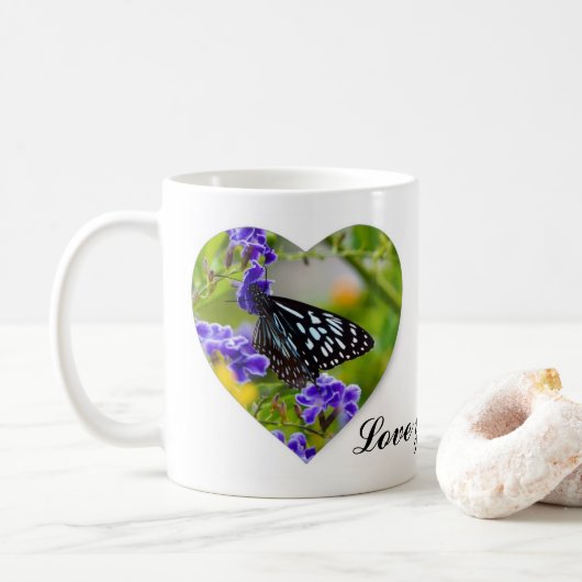Liebe du Mum Schmetterling Kaffee Tasse (Mit Donut)