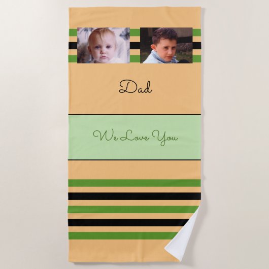 Liebe du Papa 2 Foto grün orange Strandtuch (Vorderseite)