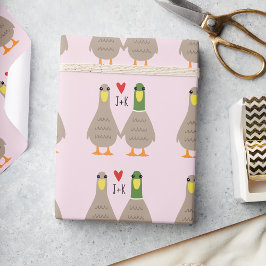 Liebe Ducks Valentine's Day Custom Initials Geschenkpapier