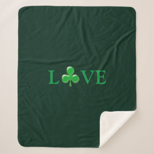 Liebe dunkelgrüner irischer Kleeblatt Shamrock süß Sherpadecke