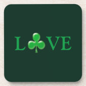 Liebe dunkle grüne Clover Kleeblatt St. Patrick's  Getränkeuntersetzer (Vorderseite)