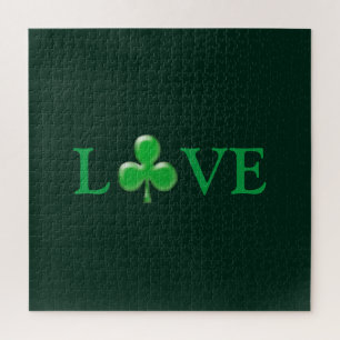 Liebe dunkle grüne Clover Kleeblatt St. Patrick's  Puzzle