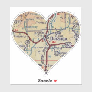 Liebe Durango CO Vintage Karte Aufkleber