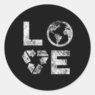 Liebe Earth Day 90er Vintage Recycelt Kinder Oder Runder Aufkleber