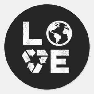 Liebe Earth Day 90er Vintage Recycelt Kinder Oder Runder Aufkleber