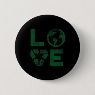 Liebe Earth Day 90s Vintag Gerecycelt Kinder oder  Button