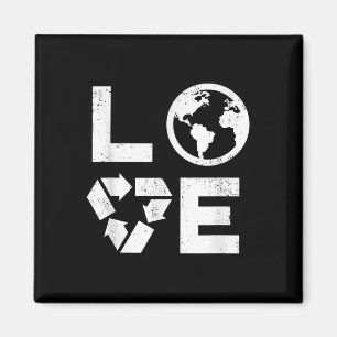 Liebe Earth Day 90s Vintag Gerecycelt Kinder oder  Magnet