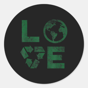 Liebe Earth Day 90s Vintag Gerecycelt Kinder oder Runder Aufkleber