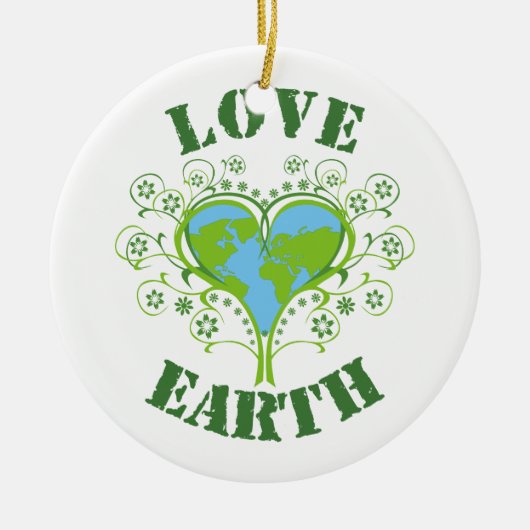 Liebe Earth Day Keramikornament (Vorne)