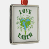 Liebe Earth Day Silbernes Ornament (Rechts)