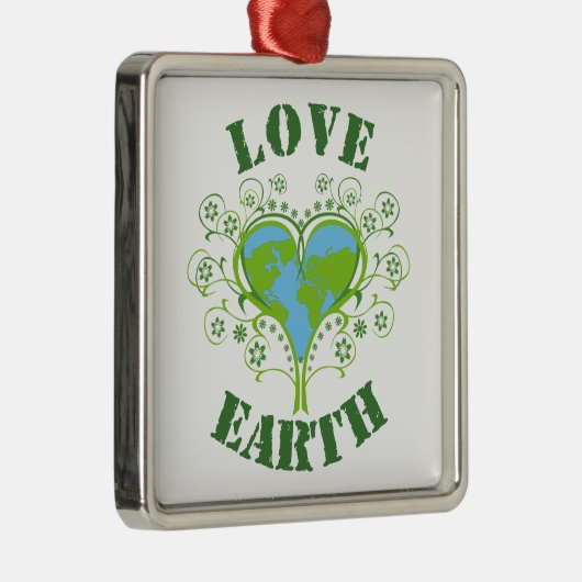 Liebe Earth Day Silbernes Ornament (Rechts)