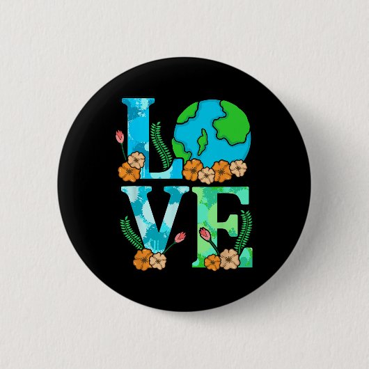 Liebe Earth Planet Rette Earth's Day Graphic Button (Vorderseite)