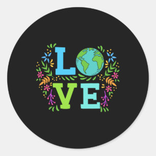 Liebe Earth Rettet den Planeten Vintage Erde Runder Aufkleber