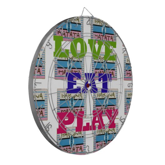 Liebe Eat Play Hakuna Matata Kunstdruckerei Dartscheibe (Vorderseite Links)
