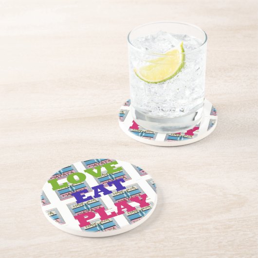 Liebe Eat Play Hakuna Matata Kunstdruckerei Getränkeuntersetzer (Seite)