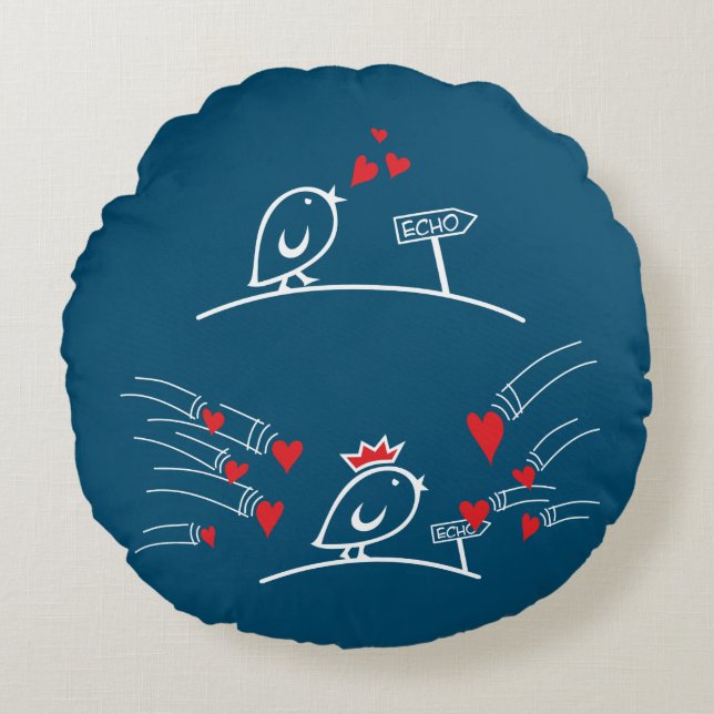 LIEBE ECHO - Comic Birds - Tweetlercools 2 Rundes Kissen (Vorderseite)