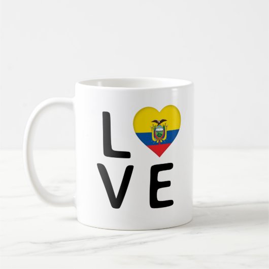 Liebe - Ecuador-Flagge Kaffeetasse (Links)