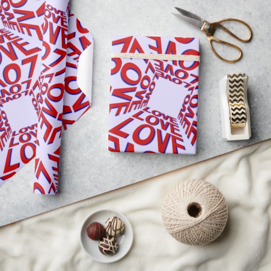 Liebe Effekt 3D-Typografie auf Elegant Geschenkpapier (Kunsthandwerk)