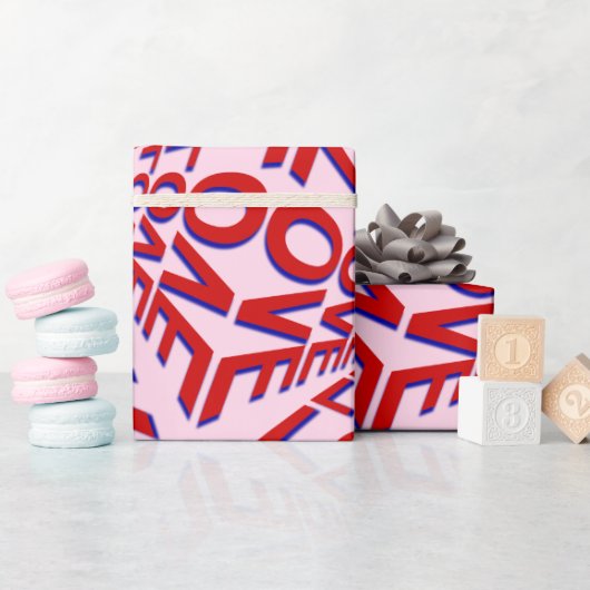Liebe Effekt 3D-Typografie auf Elegant Geschenkpapier (Babyparty)
