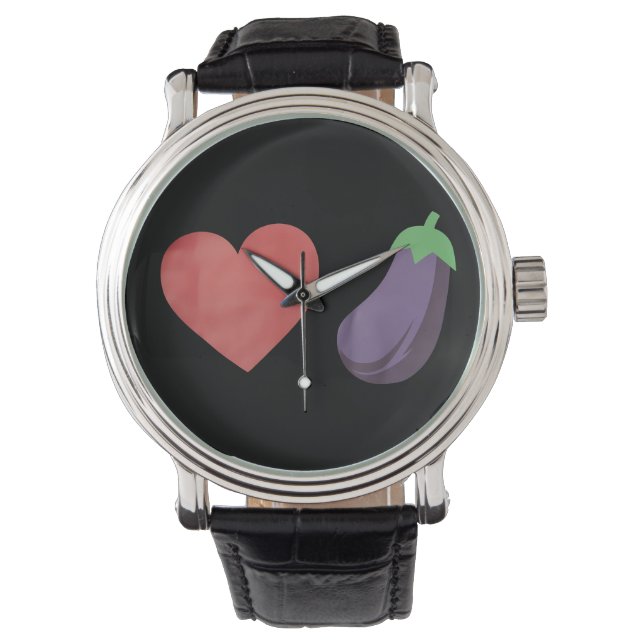 Liebe Eggplant Funny Gay LGBTQ Preis Armbanduhr (Vorderseite)