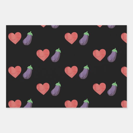 Liebe Eggplant Funny Gay LGBTQ Preis Geschenkpapier Set (Vorderseite)