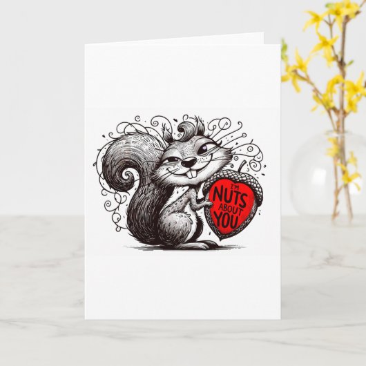 Liebe Eichhörnchen Karte (Gelbe Blume)