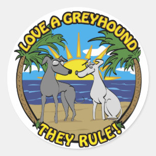 LIEBE EIN GREYHOUND SIE REGELN! RUNDER AUFKLEBER