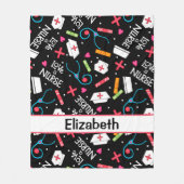 Liebe ein Krankenschwester-Kunst-Schwarz-Name Fleecedecke (Vorderseite)