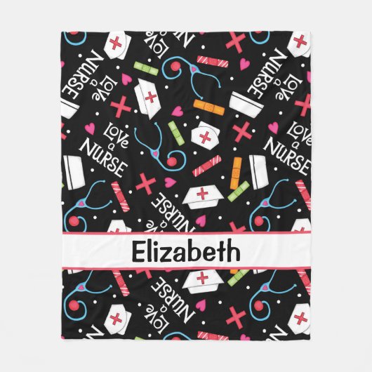 Liebe ein Krankenschwester-Kunst-Schwarz-Name Fleecedecke (Vorderseite)