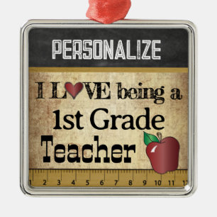 Liebe, ein Lehrer der 1. Klasse zu sein Vintage Silbernes Ornament