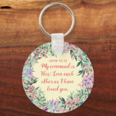 Liebe einander - Button-Schlüsselanhänger Schlüsselanhänger (Vorderseite)