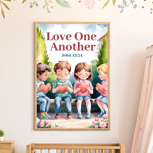 Liebe einander Christliches Kinderzimmer Mauer Kun Poster