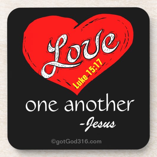 Liebe einander gotGod316.com Jesus Getränkeuntersetzer (Vorderseite)